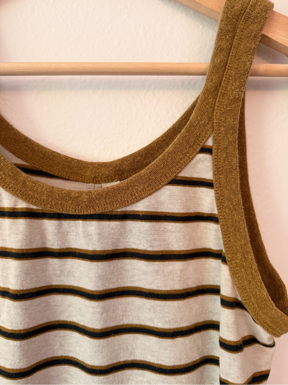 Prana Striped Cotton Slub Knit Tank Top in Olive Trim - Picture 2 of 4